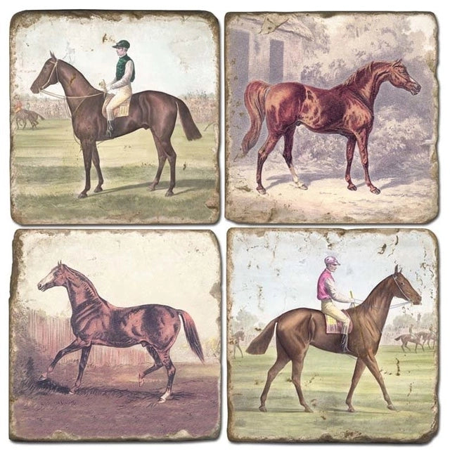 old fashion race horse ceramic coasters