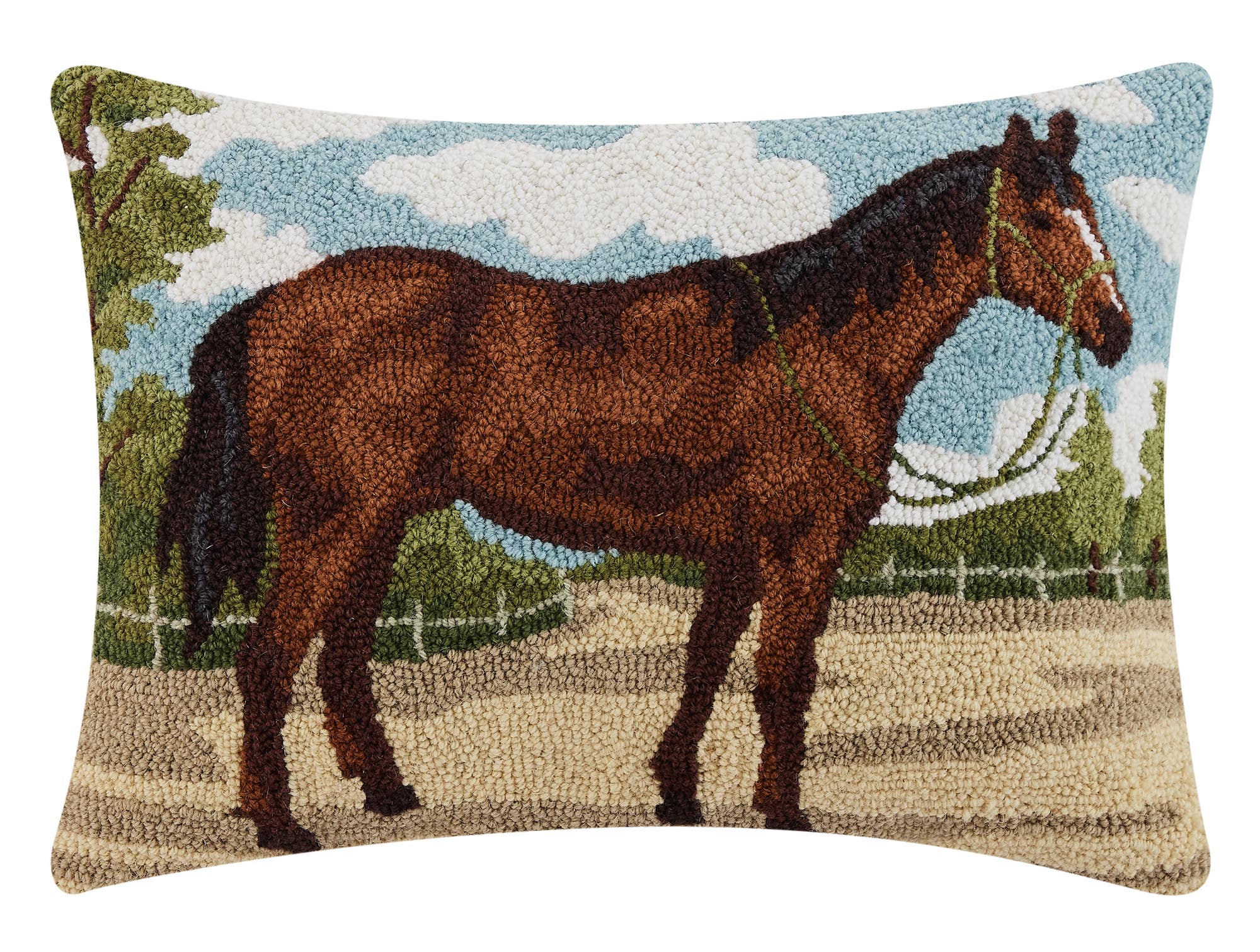 Needlepoint brown horse pillow