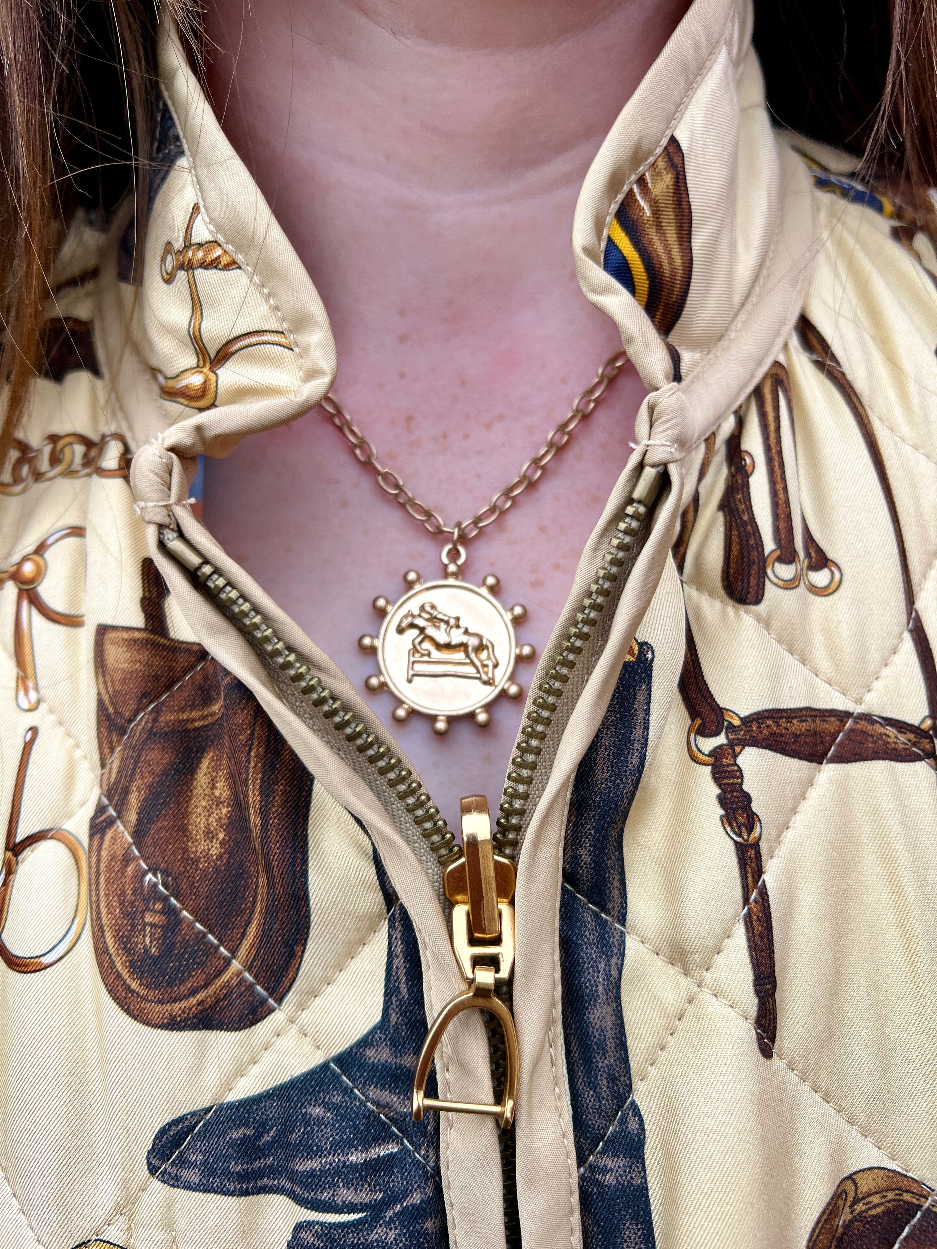 Jumping horse pendant necklace