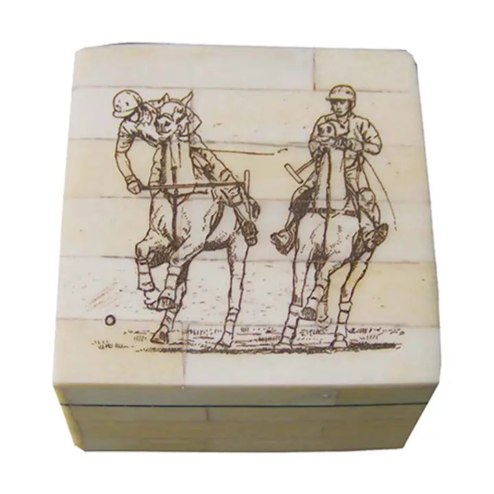 Polo etched White bone box